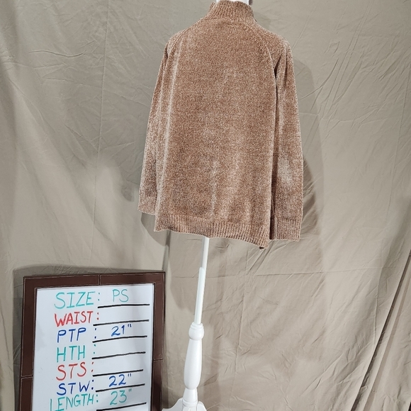 Leo & Nicole PS chenille‎ rose taupe mock turtle neck boxy fit sweater - Picture 3 of 4